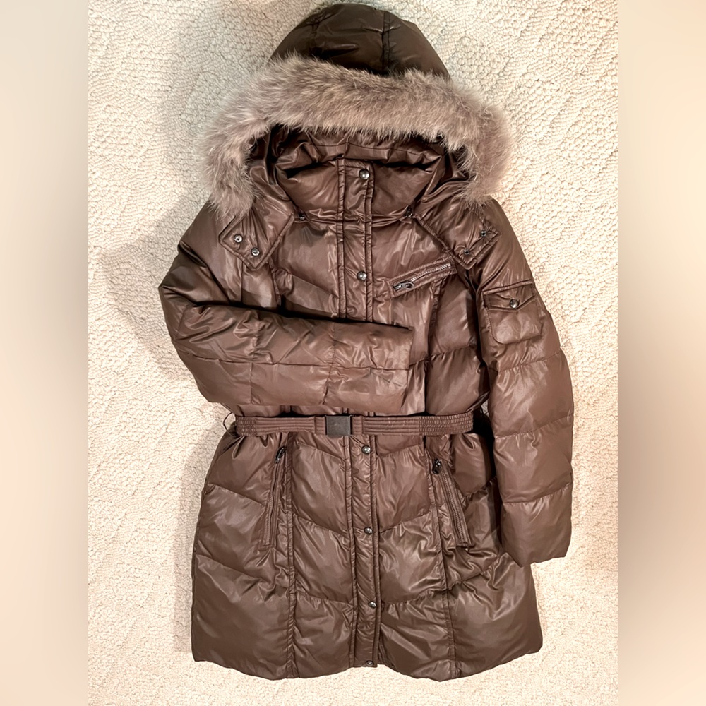 Marc New York Feather Down parka with Fur lined Hood